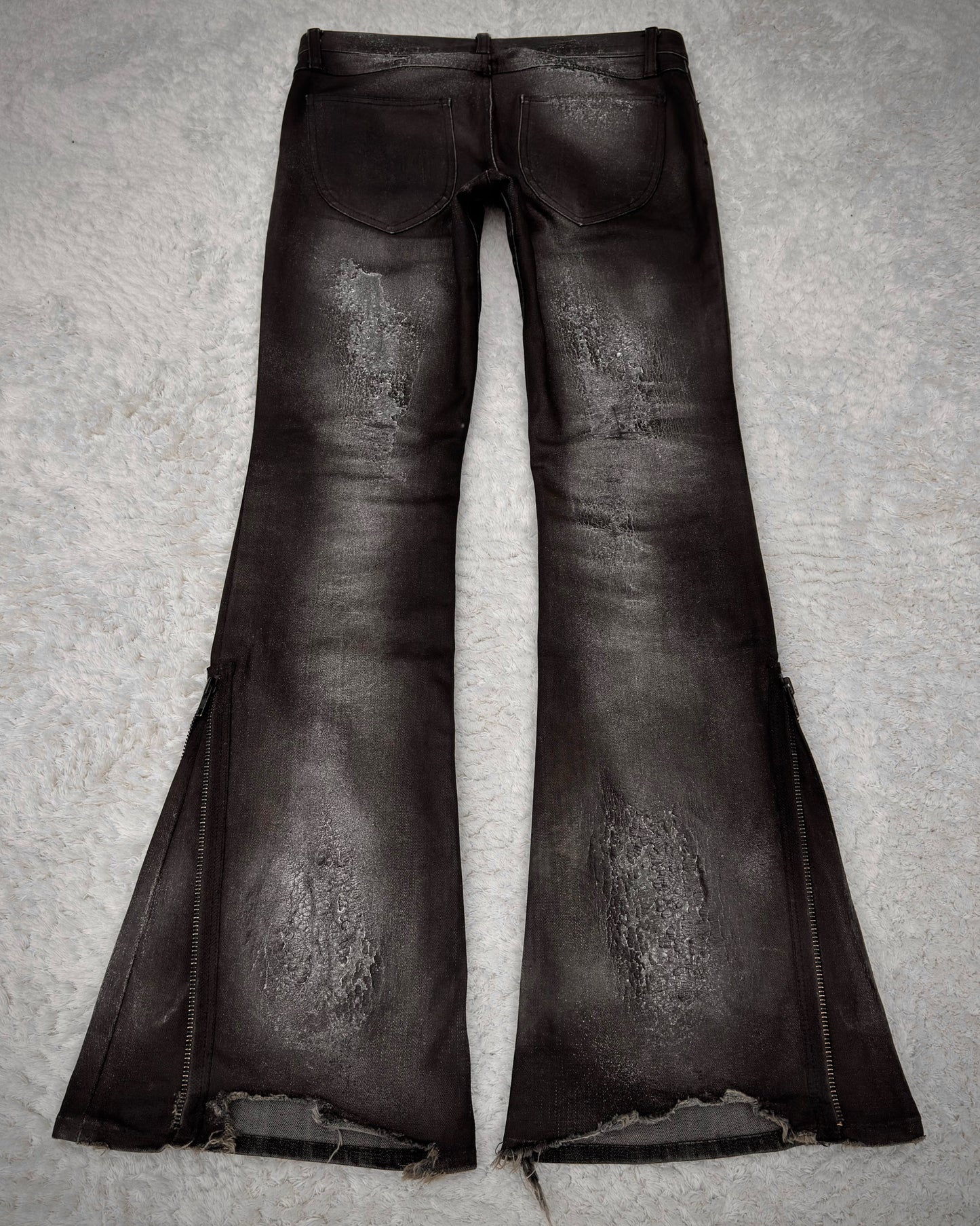 LED Rechwe Veronica Arizona Crack Waxed Studded Flared Jeans