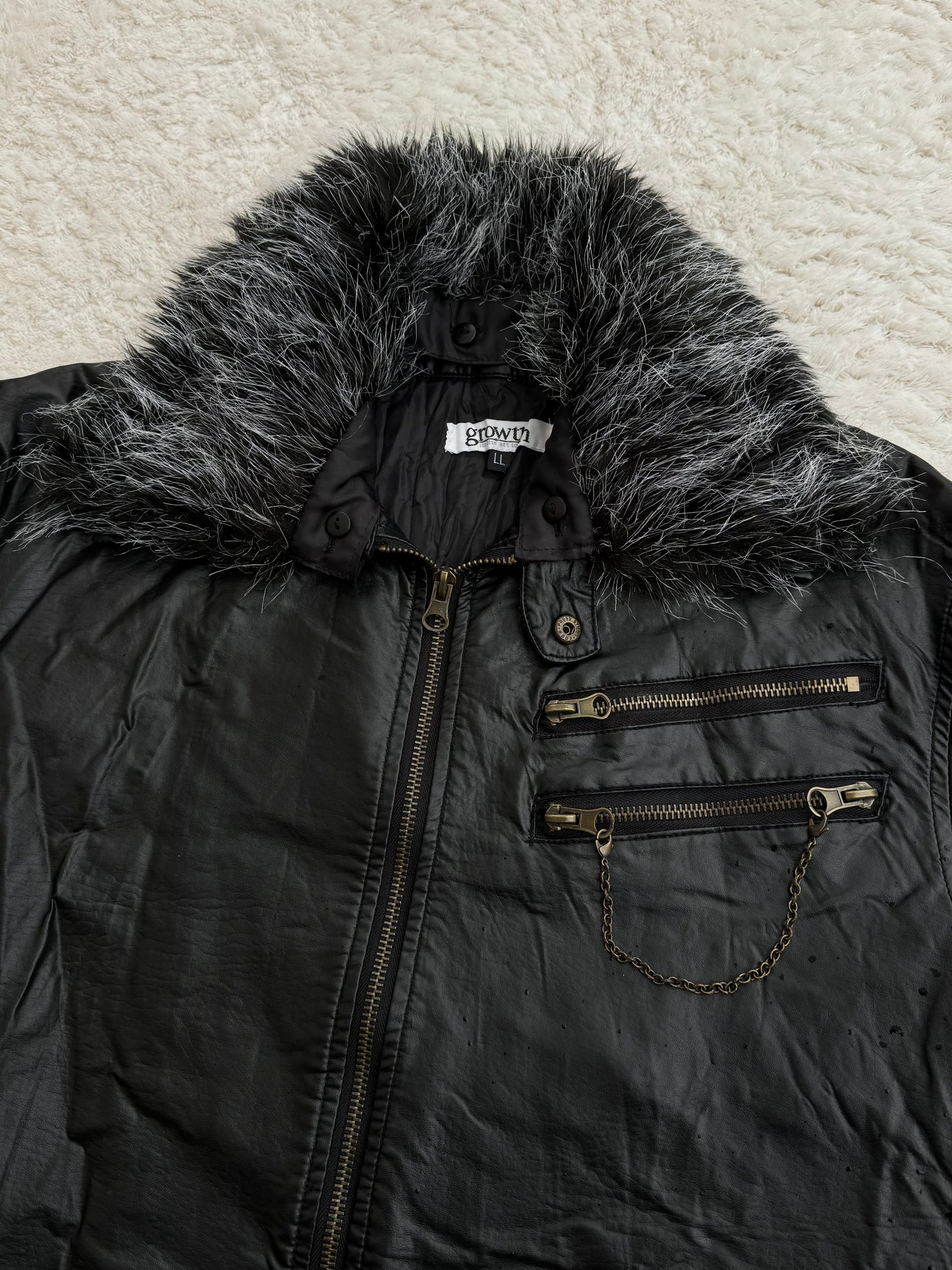 In The Attic Faux Fur Collar Leather Jacket