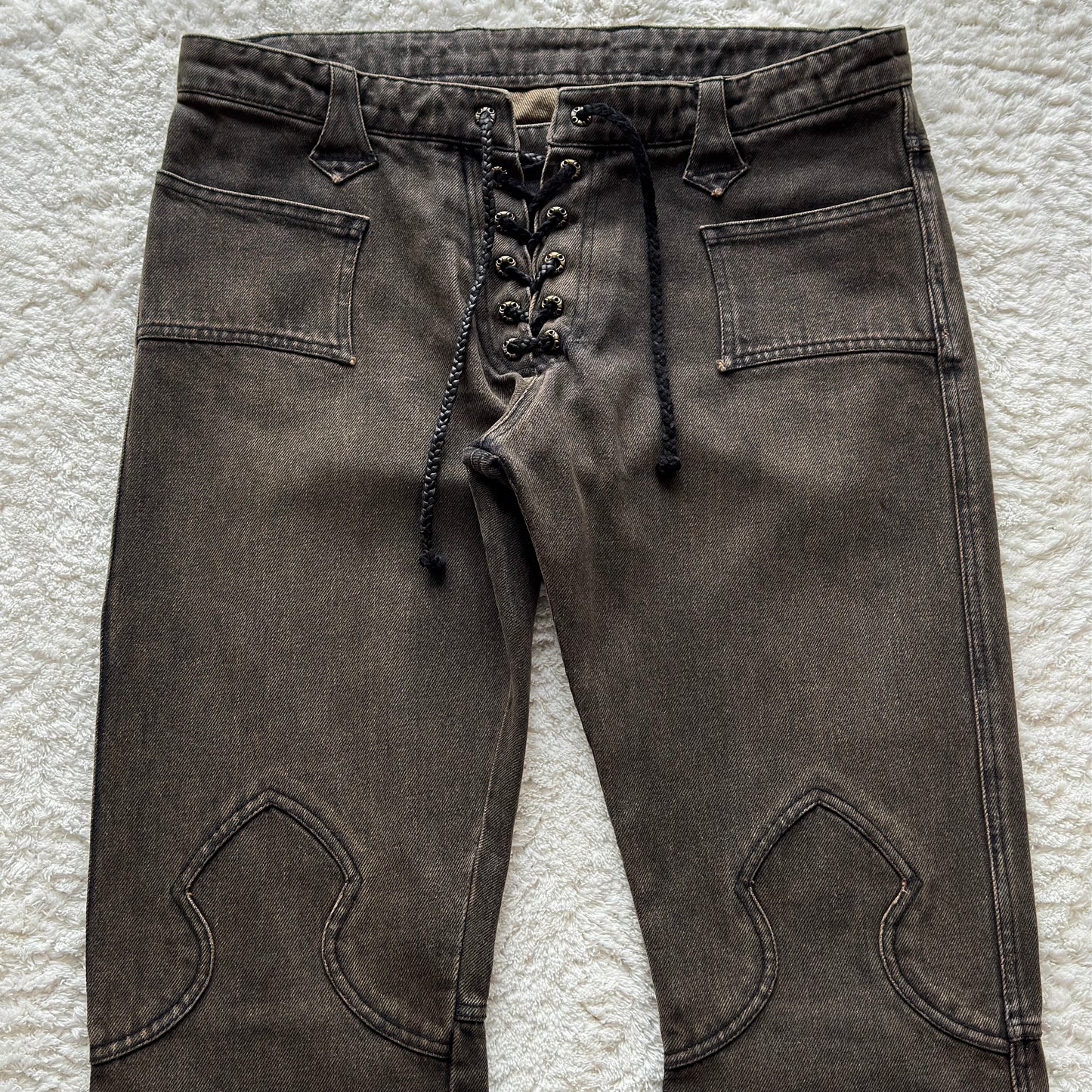 Henry Duarte Sword Knee Flared Lace-Up Jeans