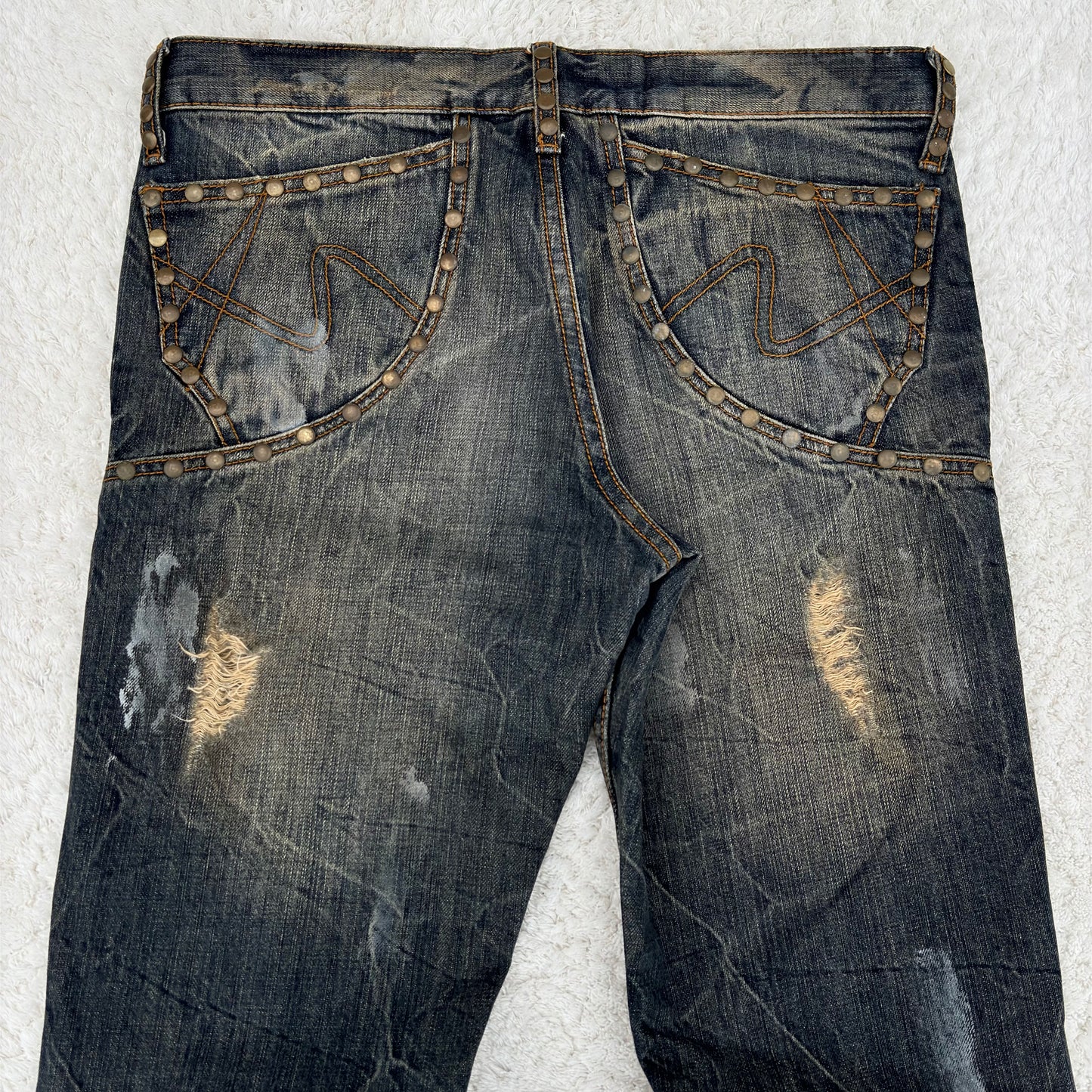 Semantic Design Studded Distressed Bootcut Jeans