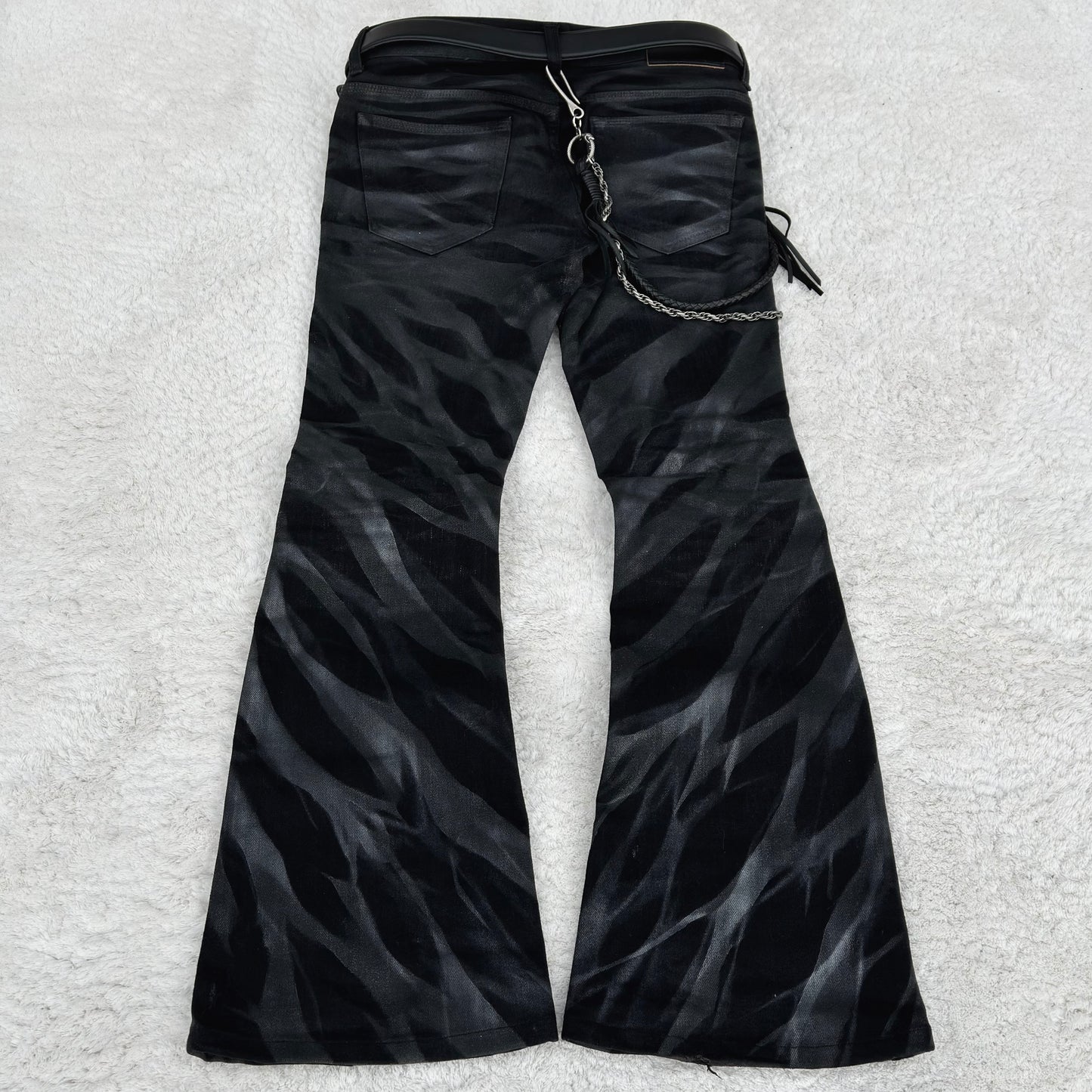 Tornado Mart Zebra Waxed Flared Jeans