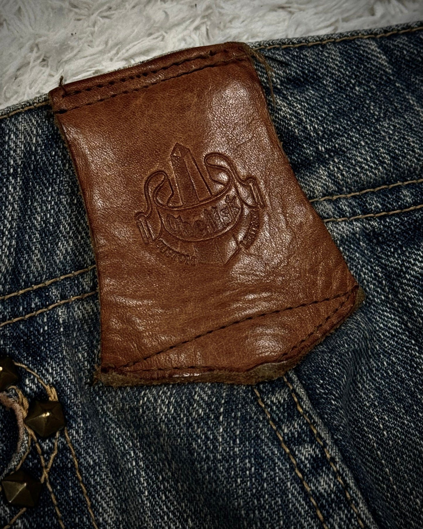 Obelisk Star Studded Vintage Flared Jeans