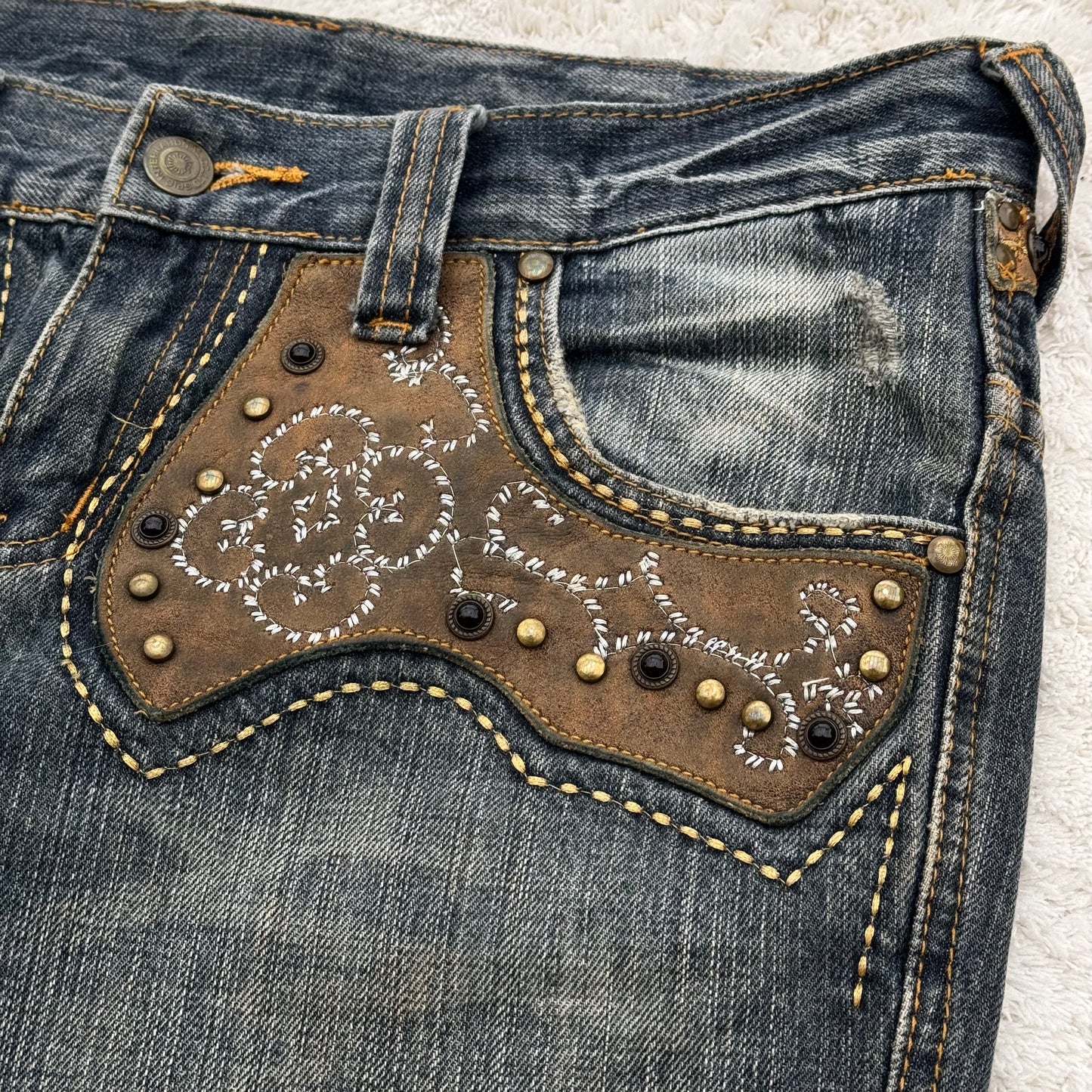 Tornado Mart Western Studded Flared Jeans