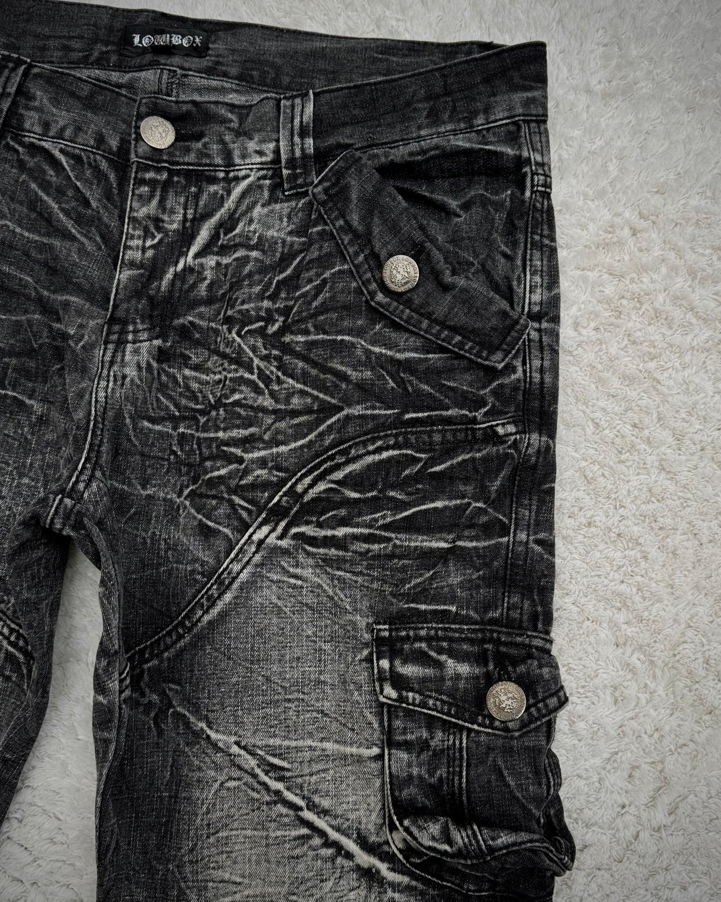 Lowbox Heavy Washed Flared Cargo Pants