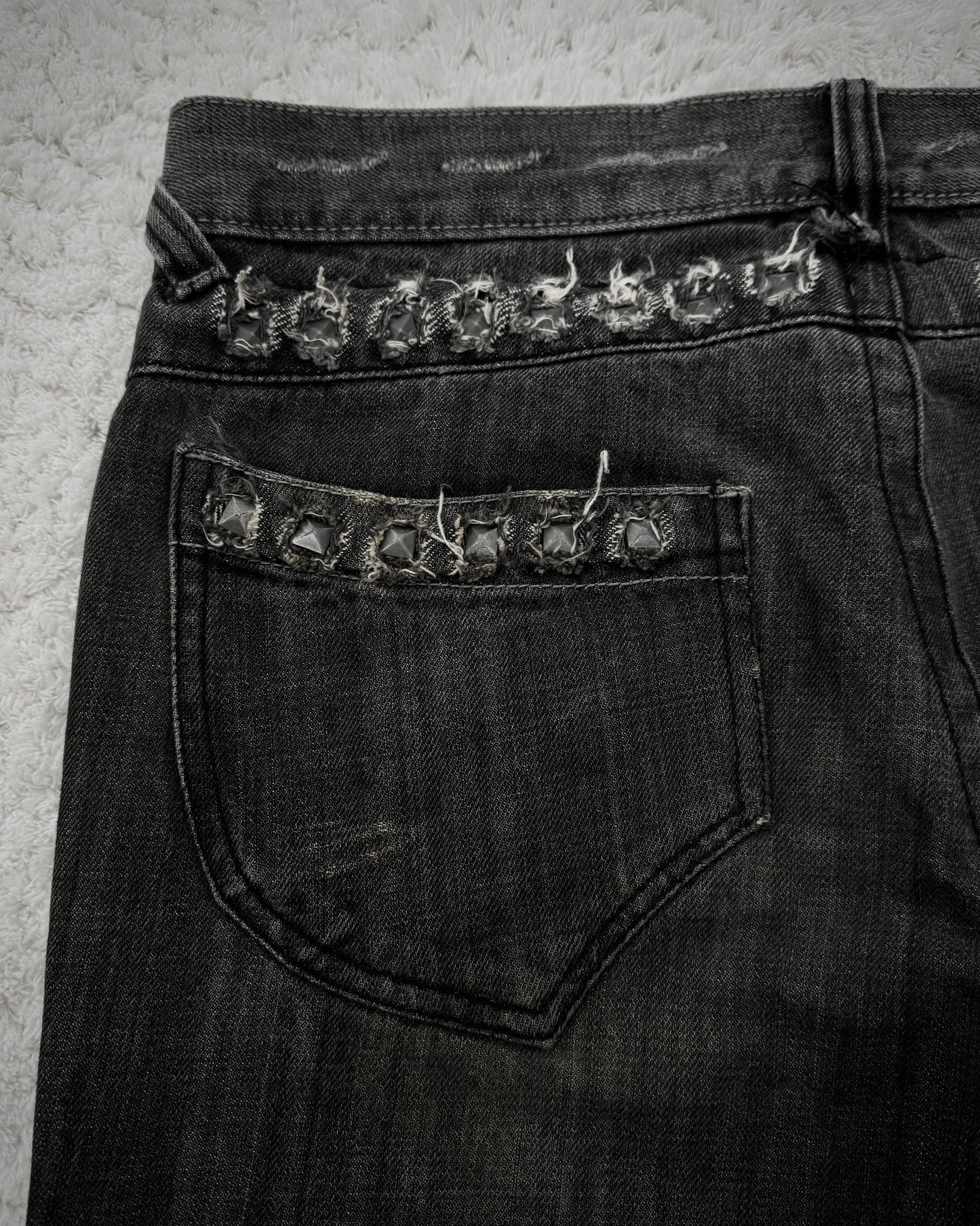 Semantic Design Studded Distressing Flared Jeans