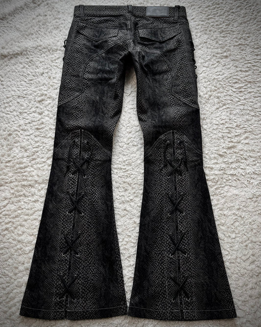 Tornado Mart Python Lace Up Flared Jeans