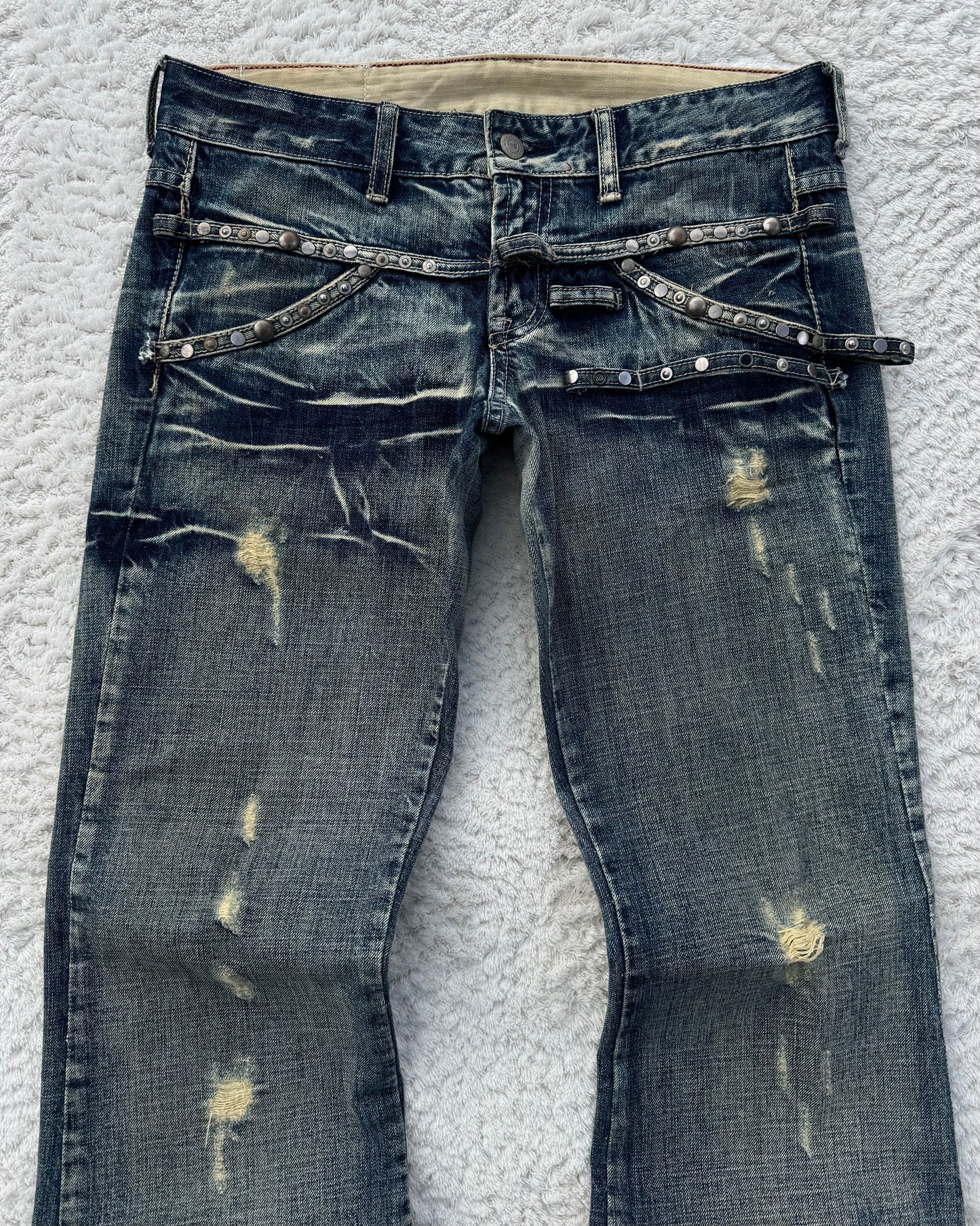 Tornado Mart Studded Straps Flared Jeans