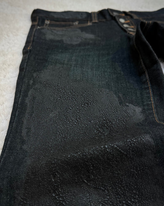 Tornado Mart Cracked Coating Flared Jeans