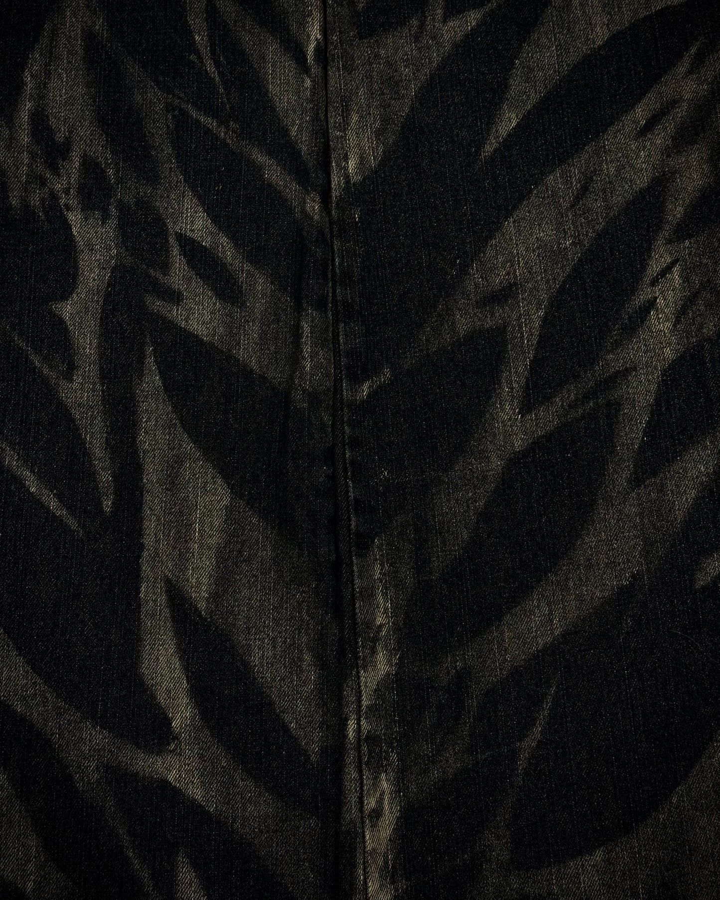 Black Baccara Fringed Zebra Washed Flared Jeans