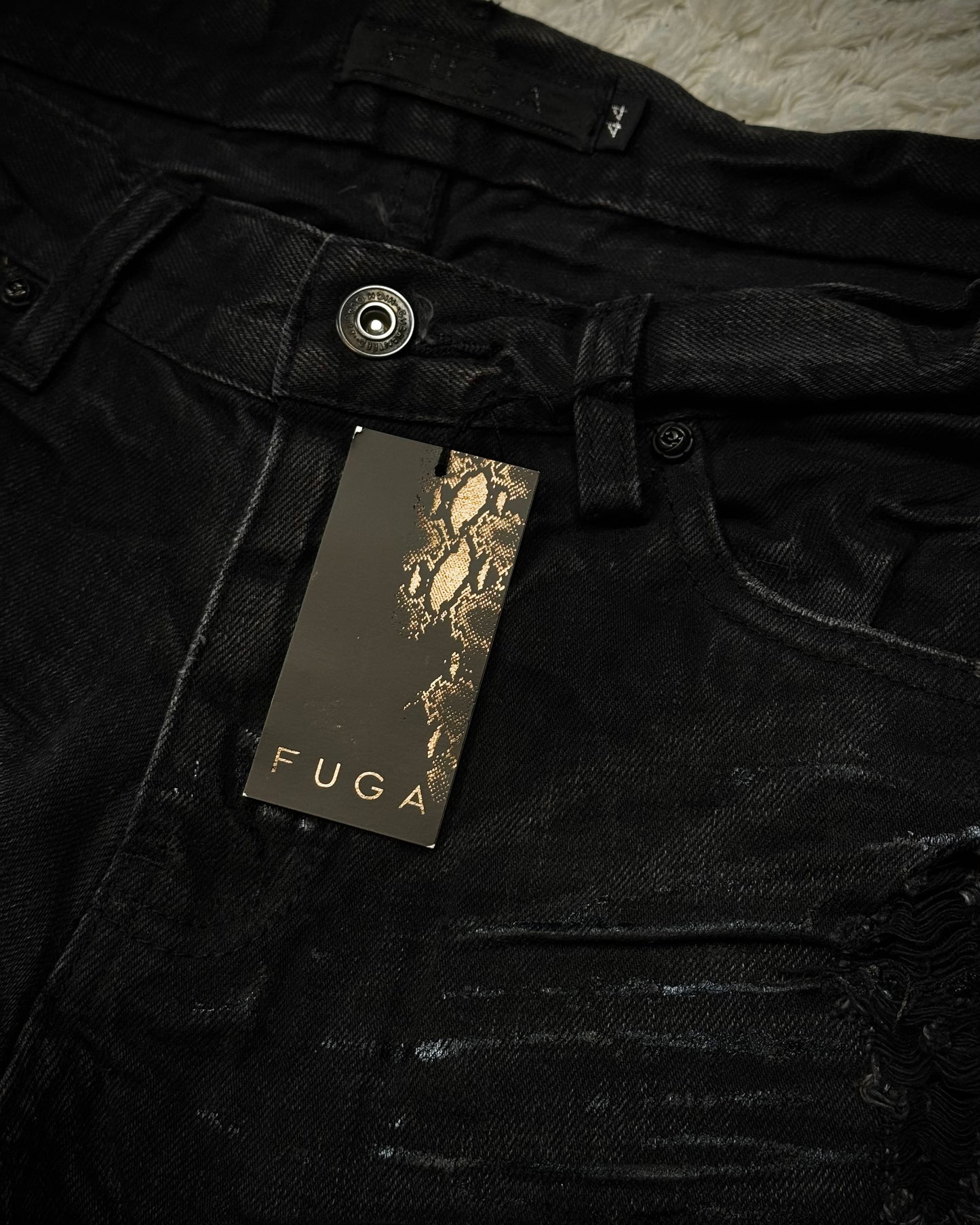 Fuga Waxed Clawmarks Coated Bootcut Jeans