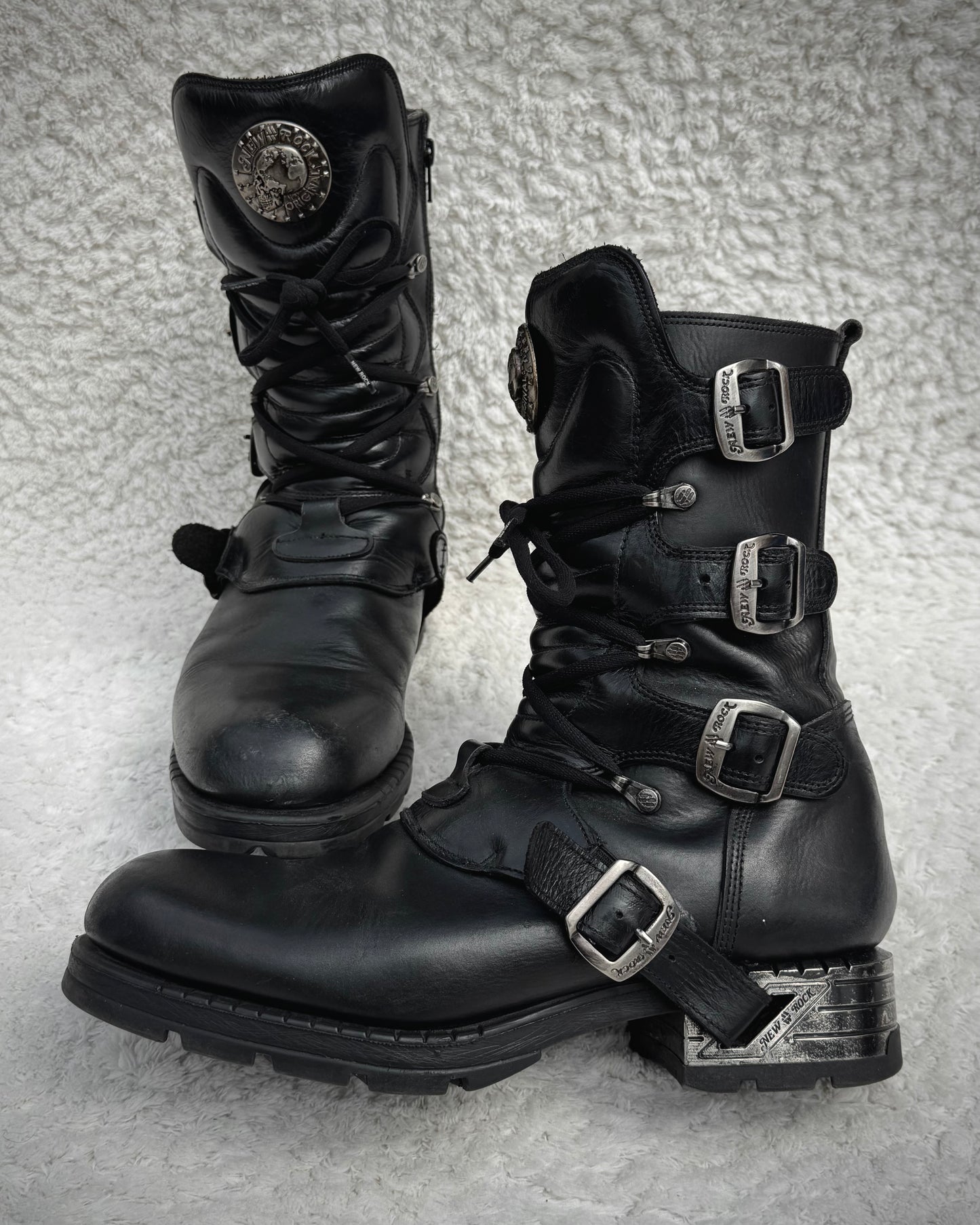 New Rock Steel Heel Leather Boots