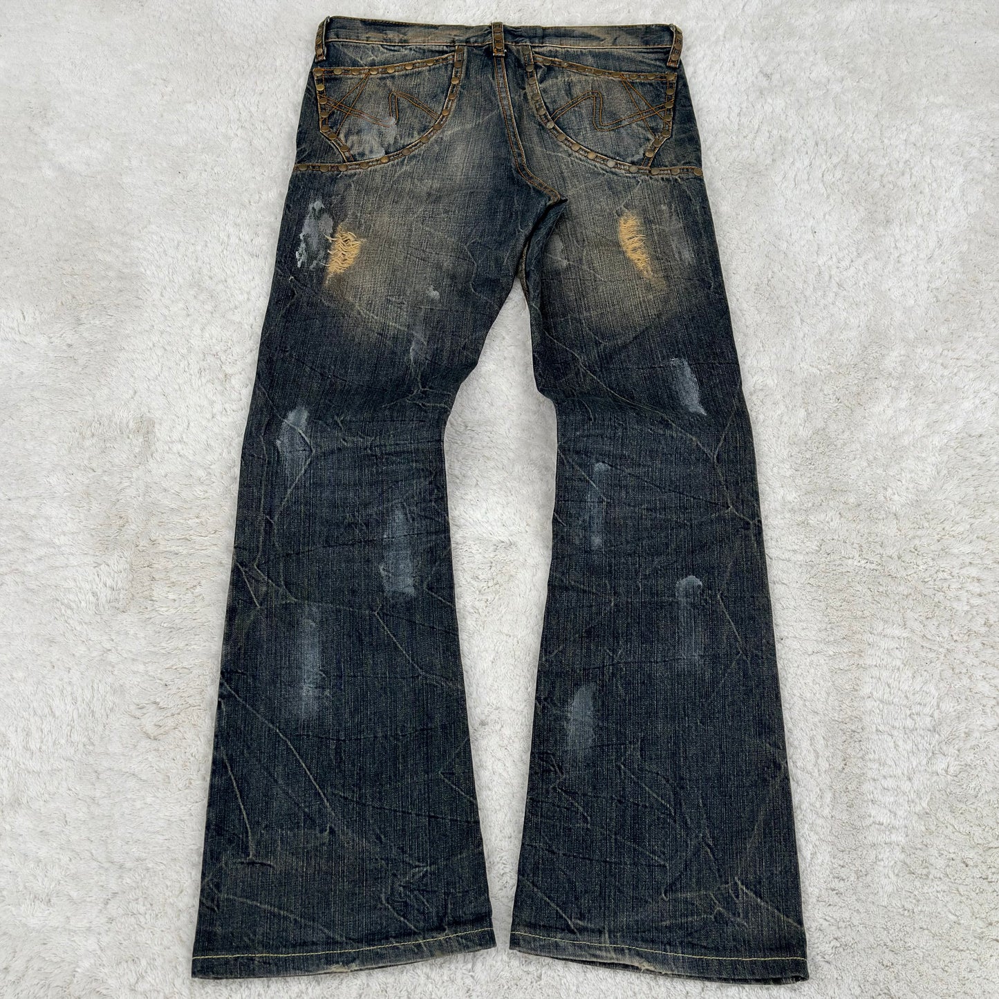 Semantic Design Studded Distressed Bootcut Jeans