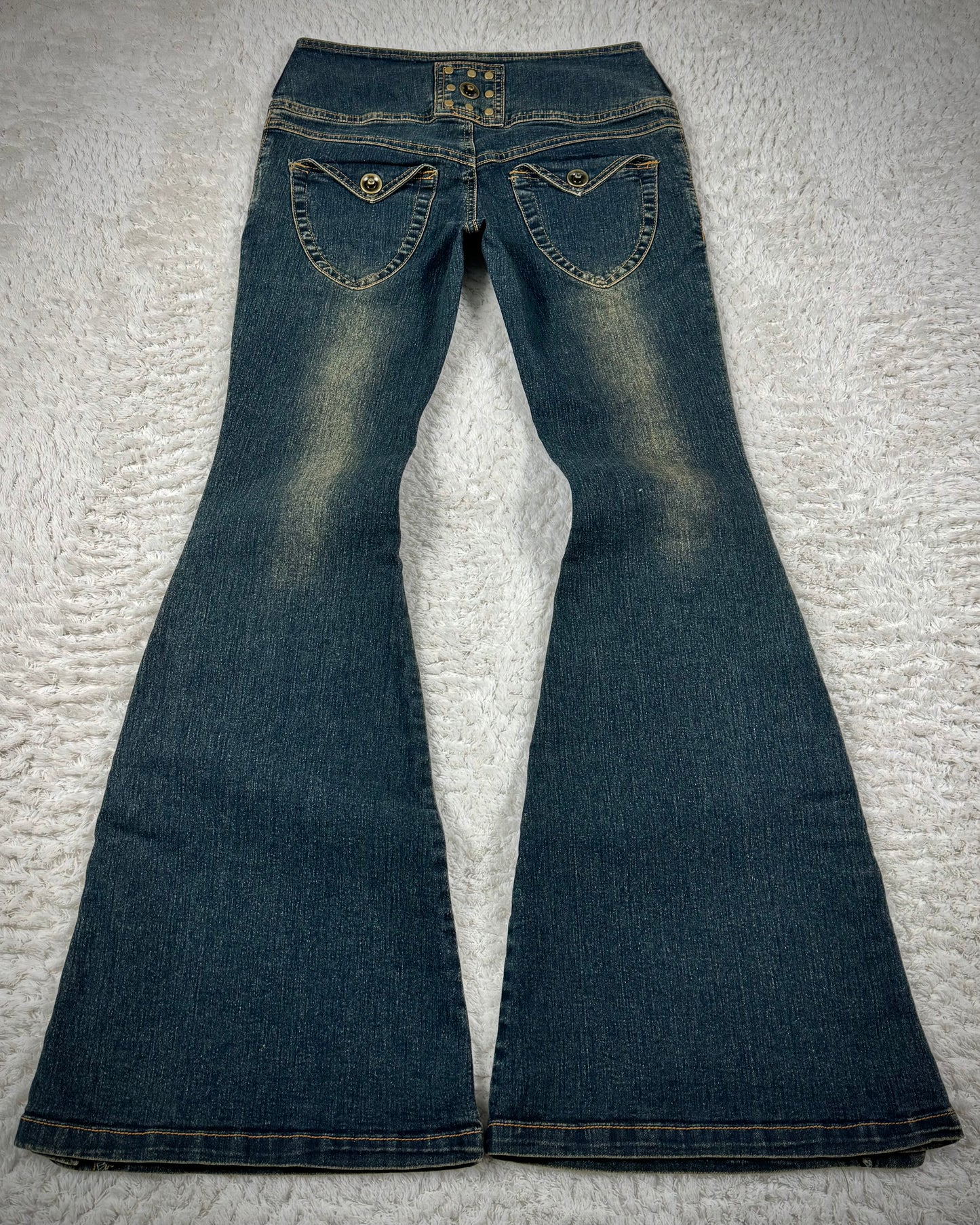 Dreamkey Mud Washed Studded Bell Bottom Flared Jeans