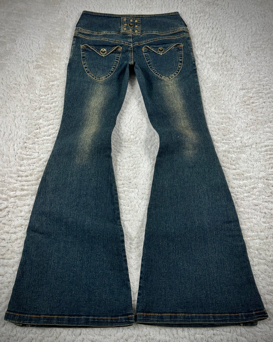 Dreamkey Mud Washed Studded Bell Bottom Flared Jeans