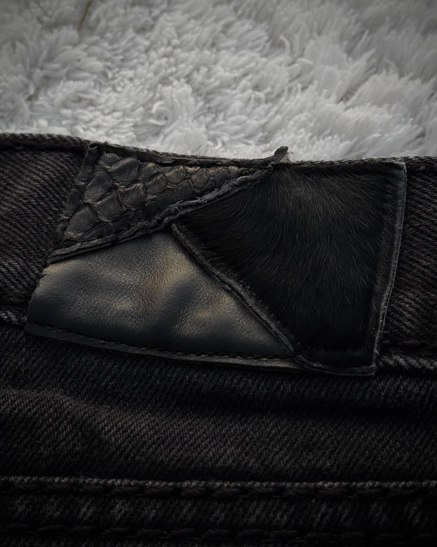 Fuga Snakeskin Detailed Slim Bootcut Jeans