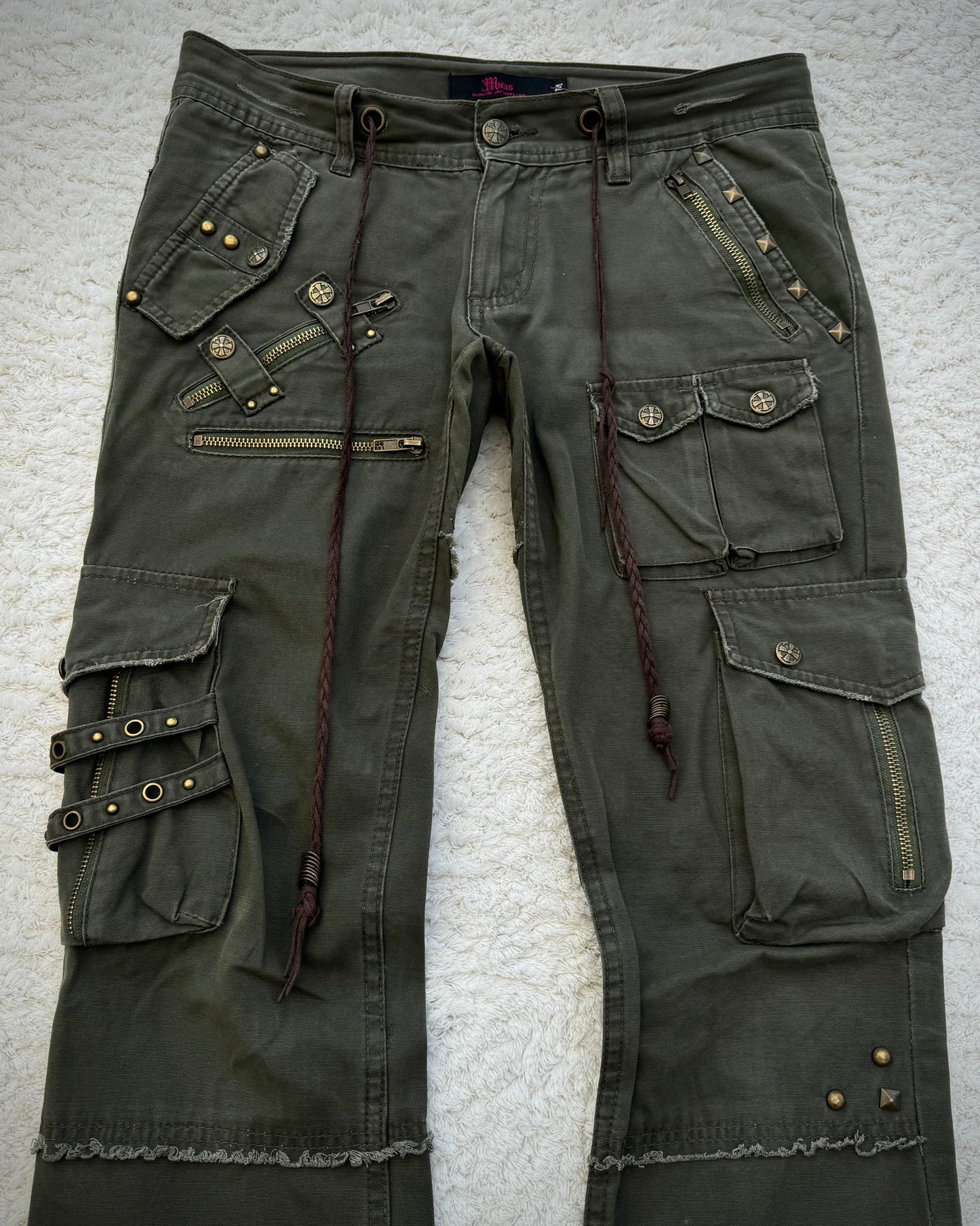Midas Military Studded Laced Flared Cargo Pants