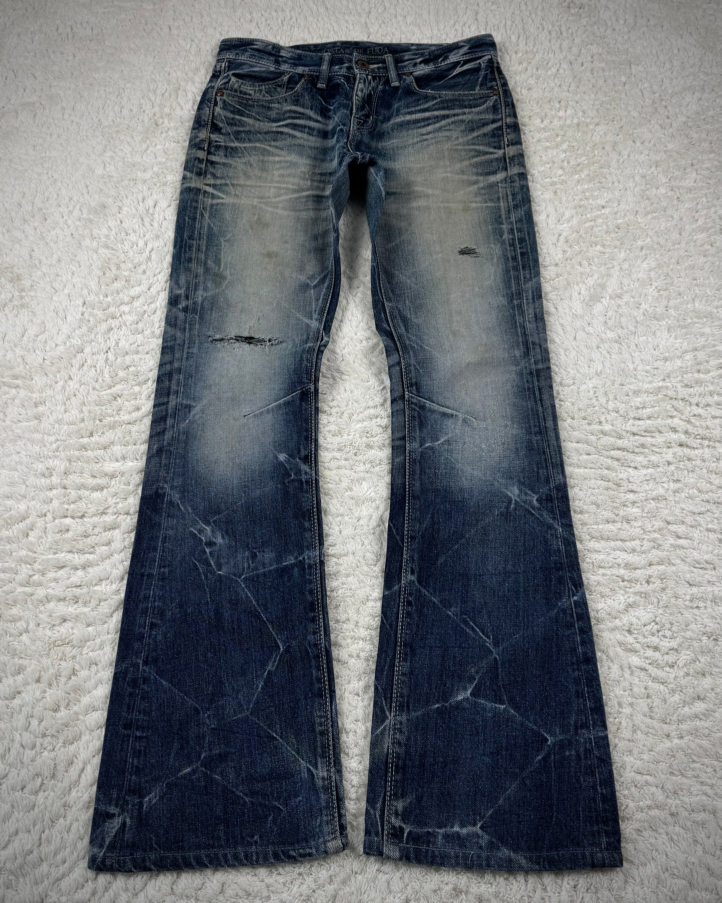 Fuga Whiskered Honeycomb Washed Snakeskin Flared Jeans