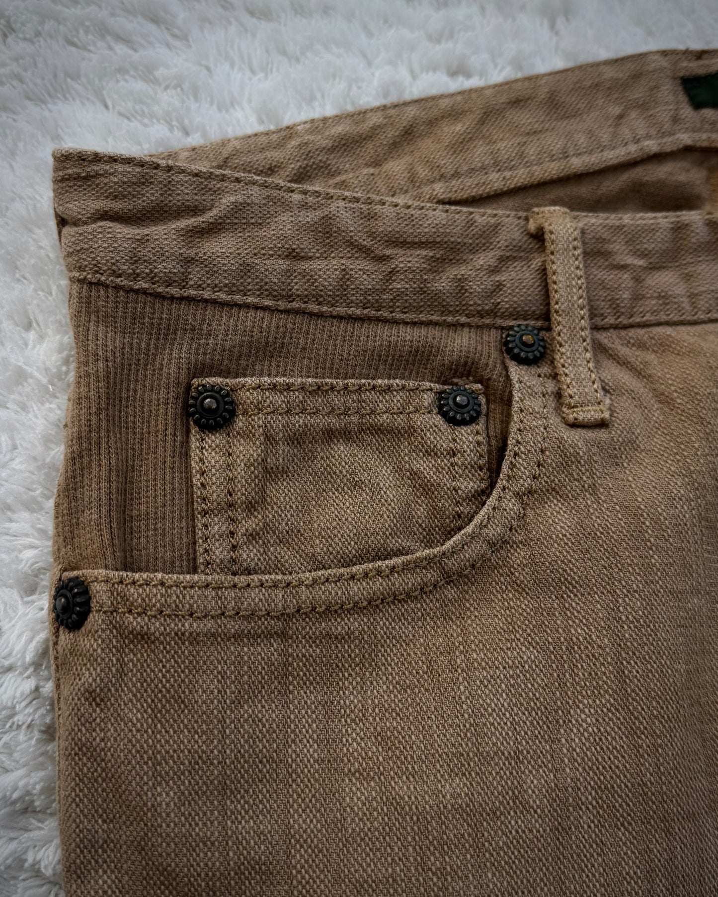 Obelisk Sand Washed Sword Knee Rib Detailed Flared Jeans