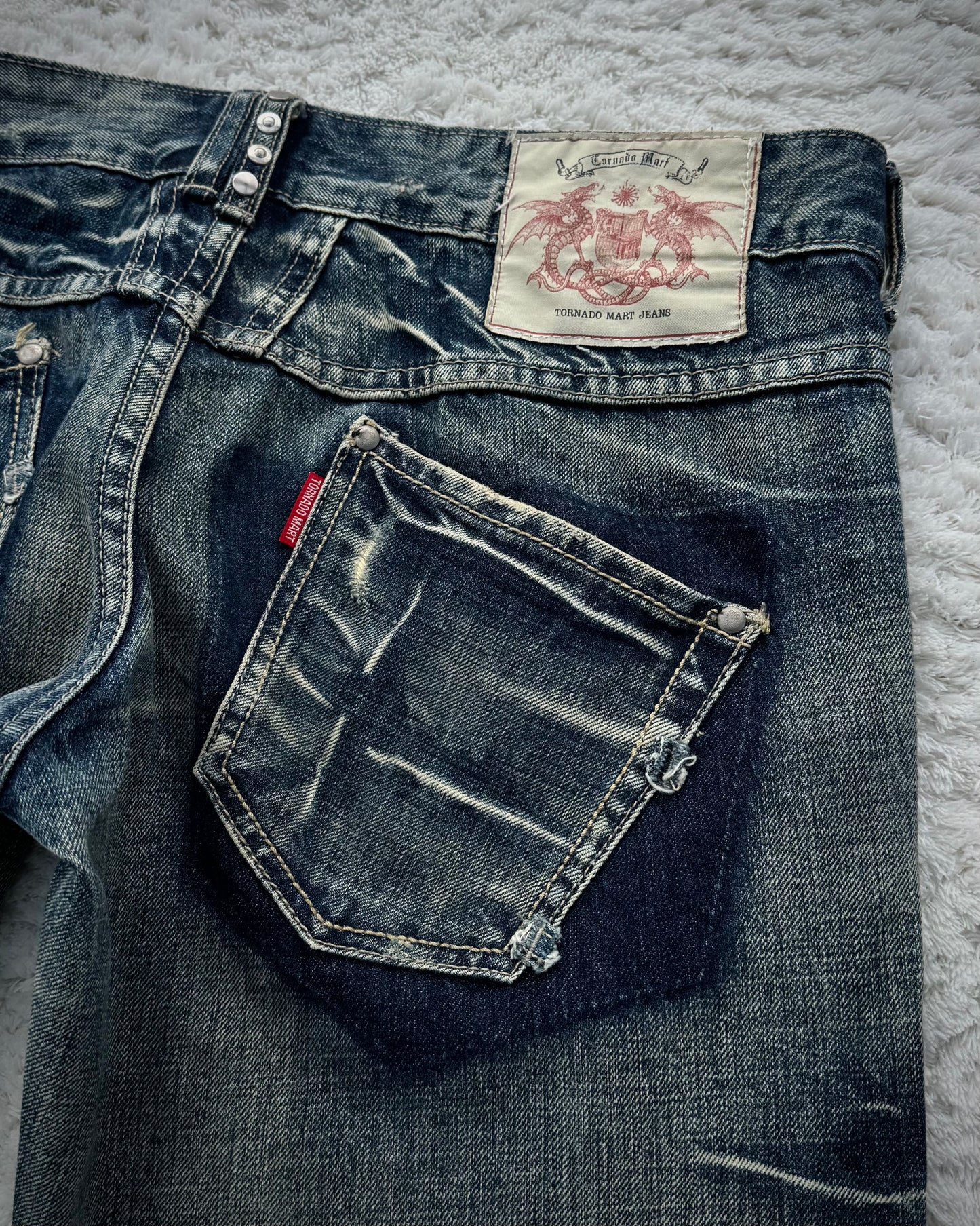 Tornado Mart Studded Straps Flared Jeans