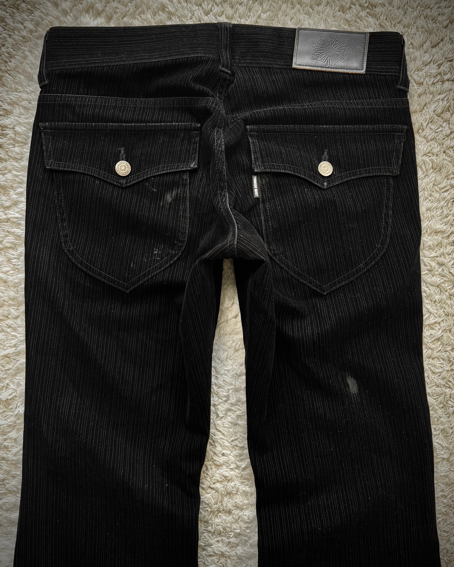 Tornado Mart Tribal Embroidery Pin Striped Flared Pants