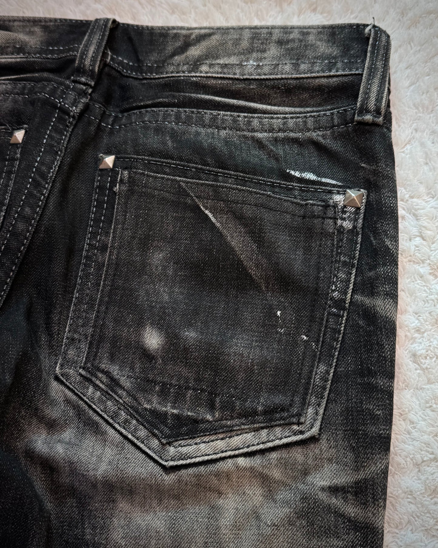 Xfrm Studded Silver Whisker Washed Bootcut Jeans