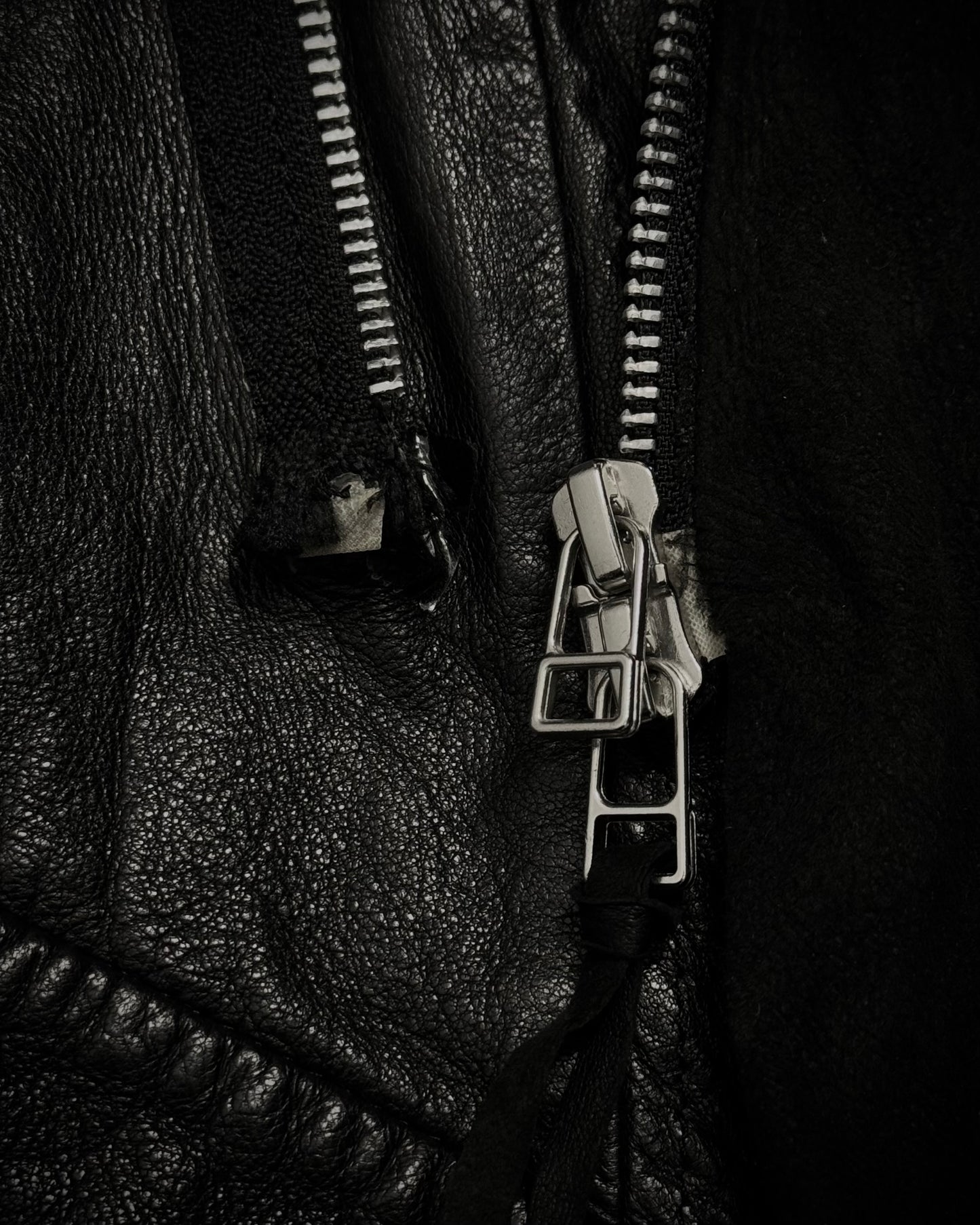 Ekam Asymmetrical Raw Cut Sheepskin Leather Jacket