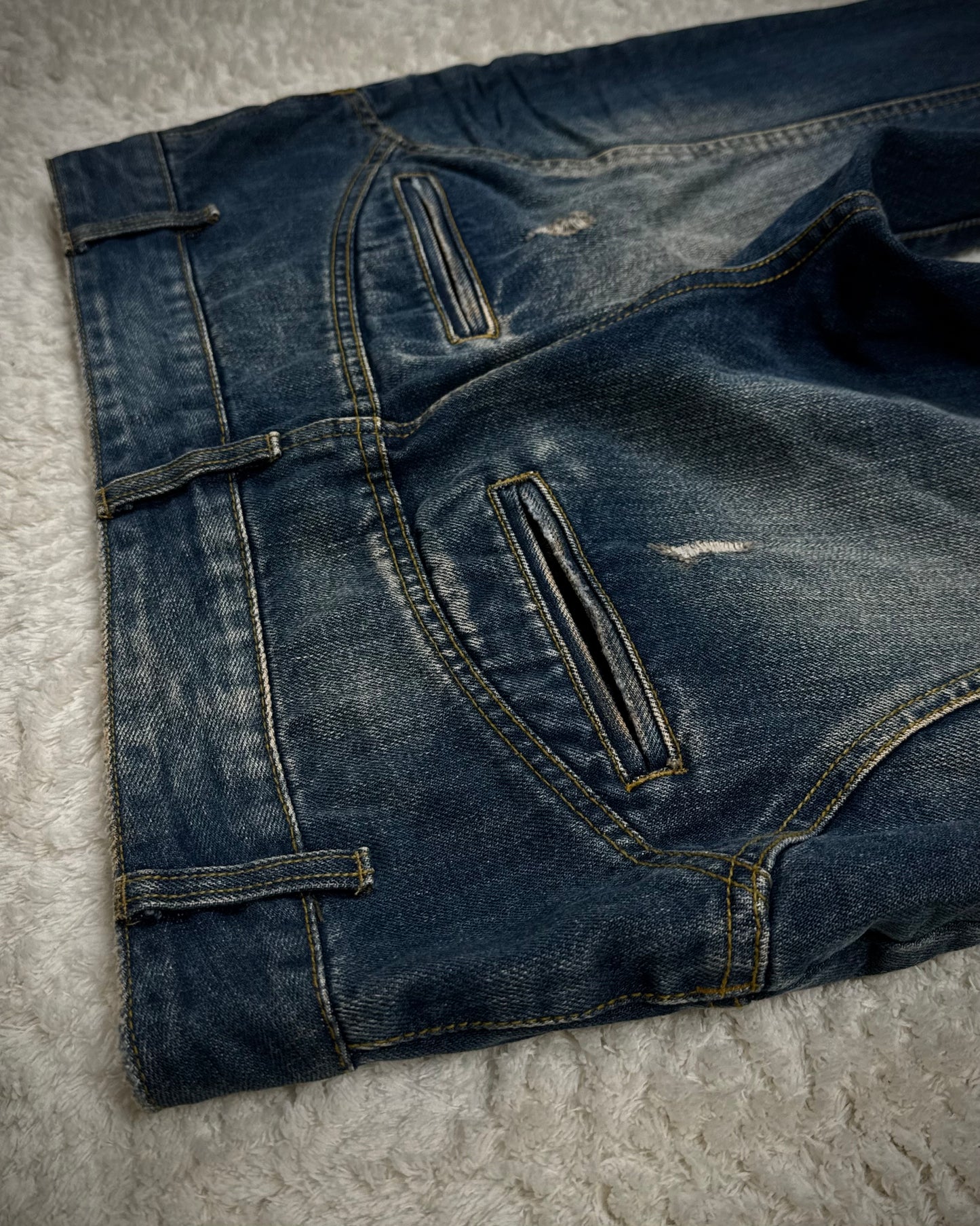 Fuga Lace Up Zipper Distressed Flared Jeans