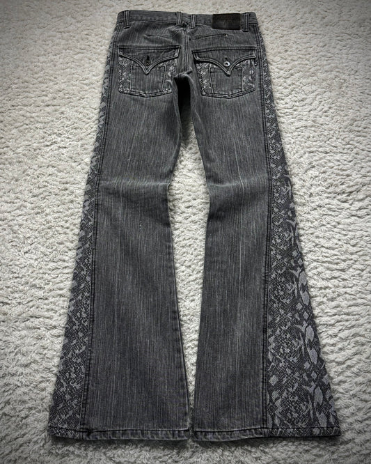 Morgan Homme Python Pattern Flared Jeans