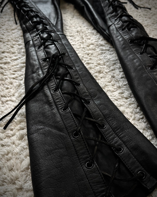 Polo Leather Lace Up Biker Pants