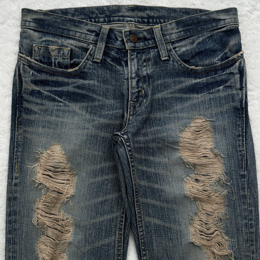 World Jeans Distressed Flared Jeans