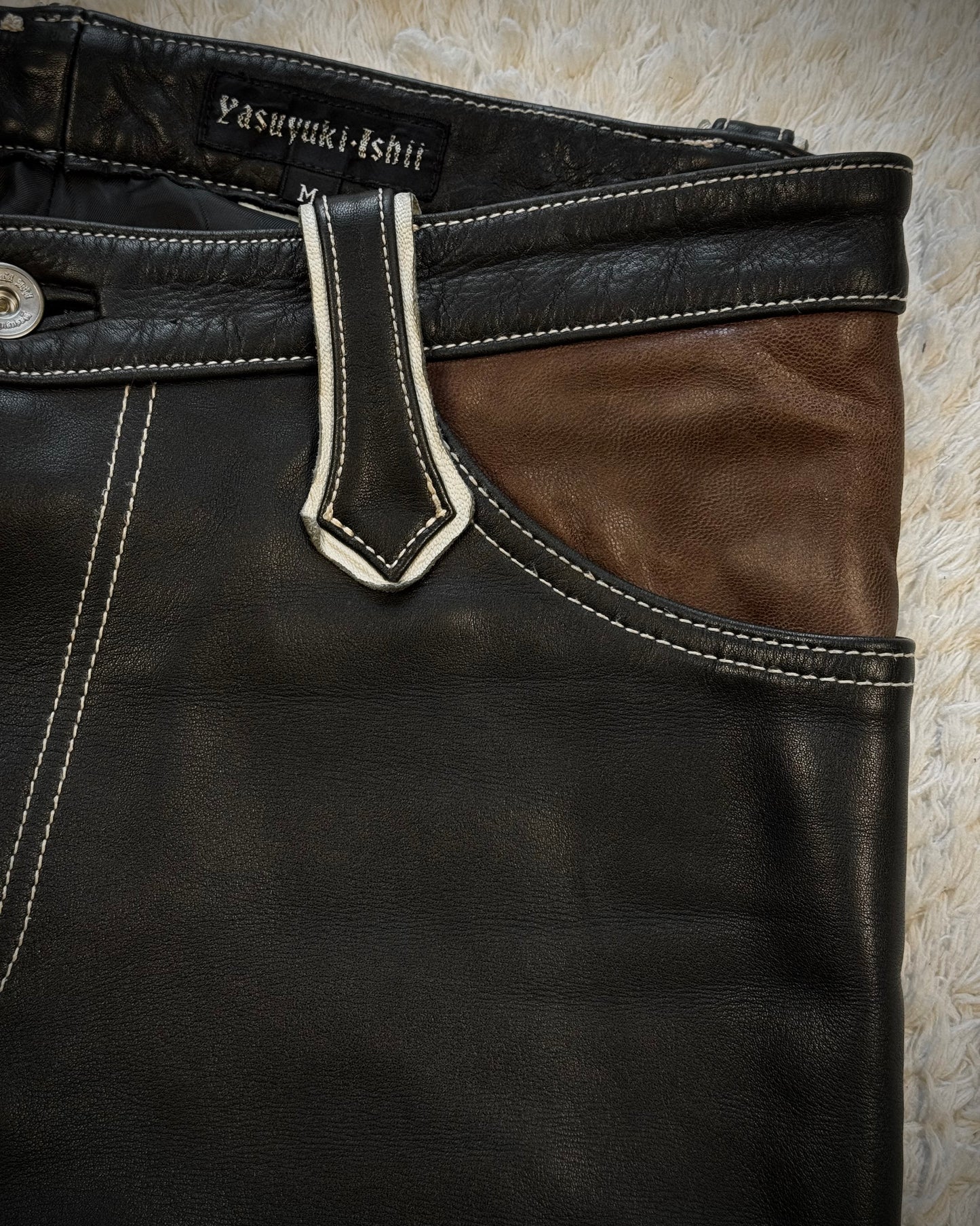 Yasuyuki Ishii Tribe Flared Leather Pants