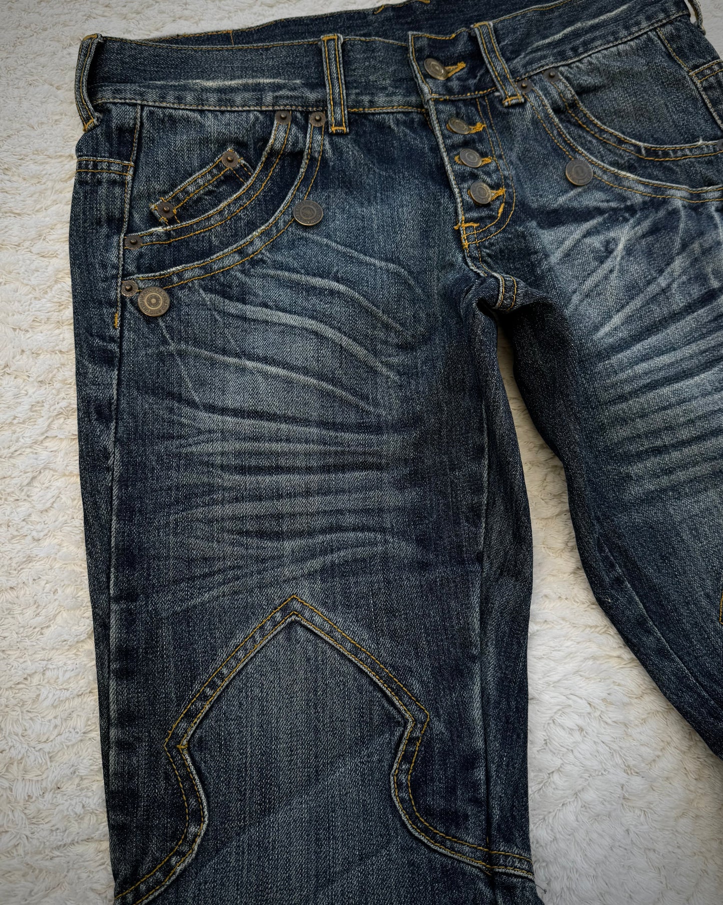 Tornado Mart Western Sword Knee Flared Jeans