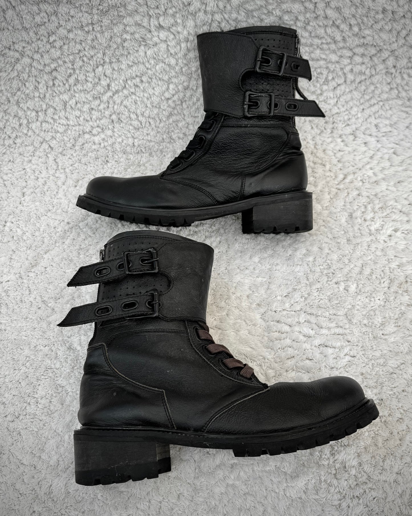 Midas Belted Leather Combat Boots