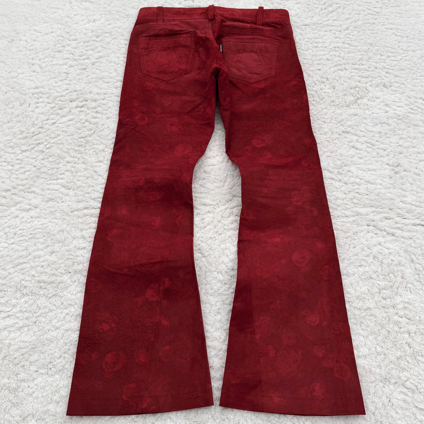 Tornado Mart Bloody Suede Leather Tribal Embroidery Flared Pants