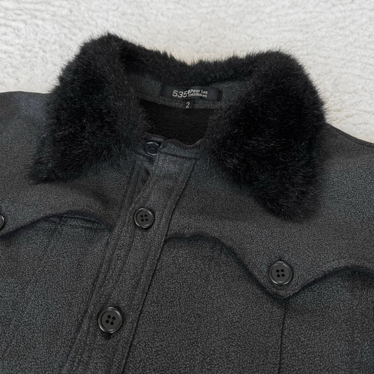 5351 Pour Les Hommes Fur Collar Button Up Shirt Jacket