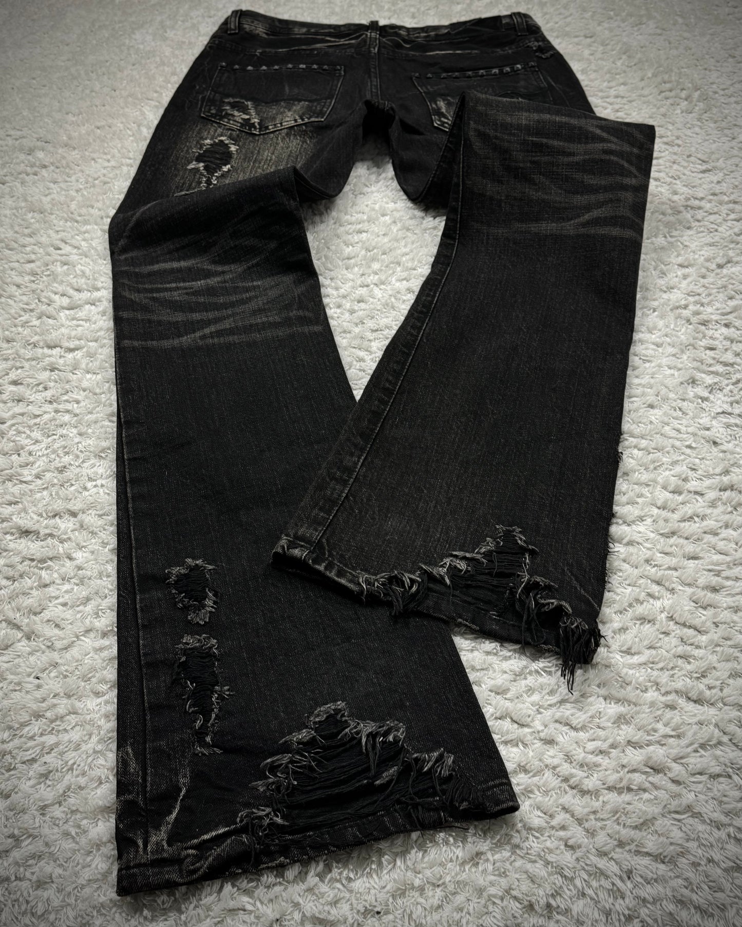 Fuga Skull Embossed Whisker Washed Bootcut Jeans