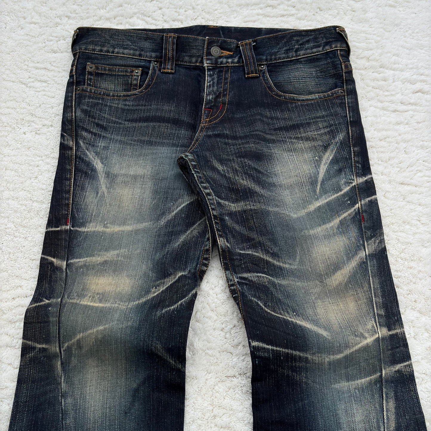 Tornado Mart Whisker Ocean Wash Spiral Flared Jeans