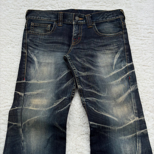 Tornado Mart Whisker Ocean Wash Spiral Flared Jeans