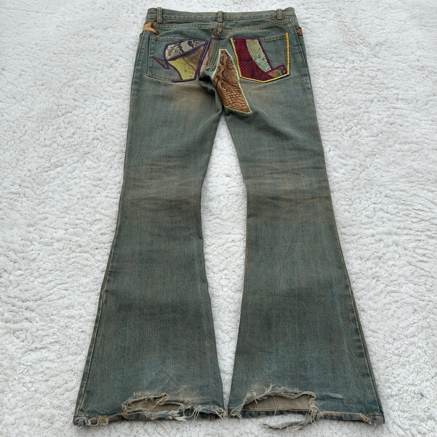 IfSixWasNine „Crazy Mexican“ Snakeskin Flared Lace-Up Jeans