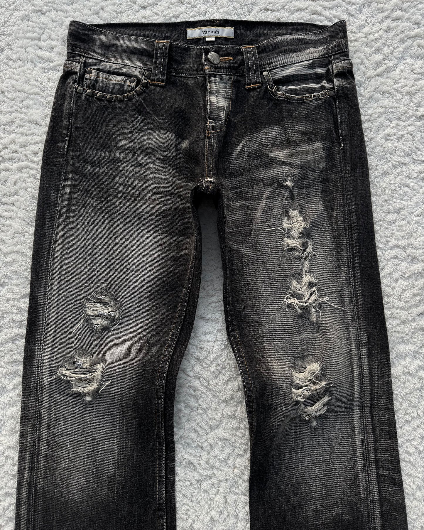 Varosh Pierced Distressed Flared Jeans