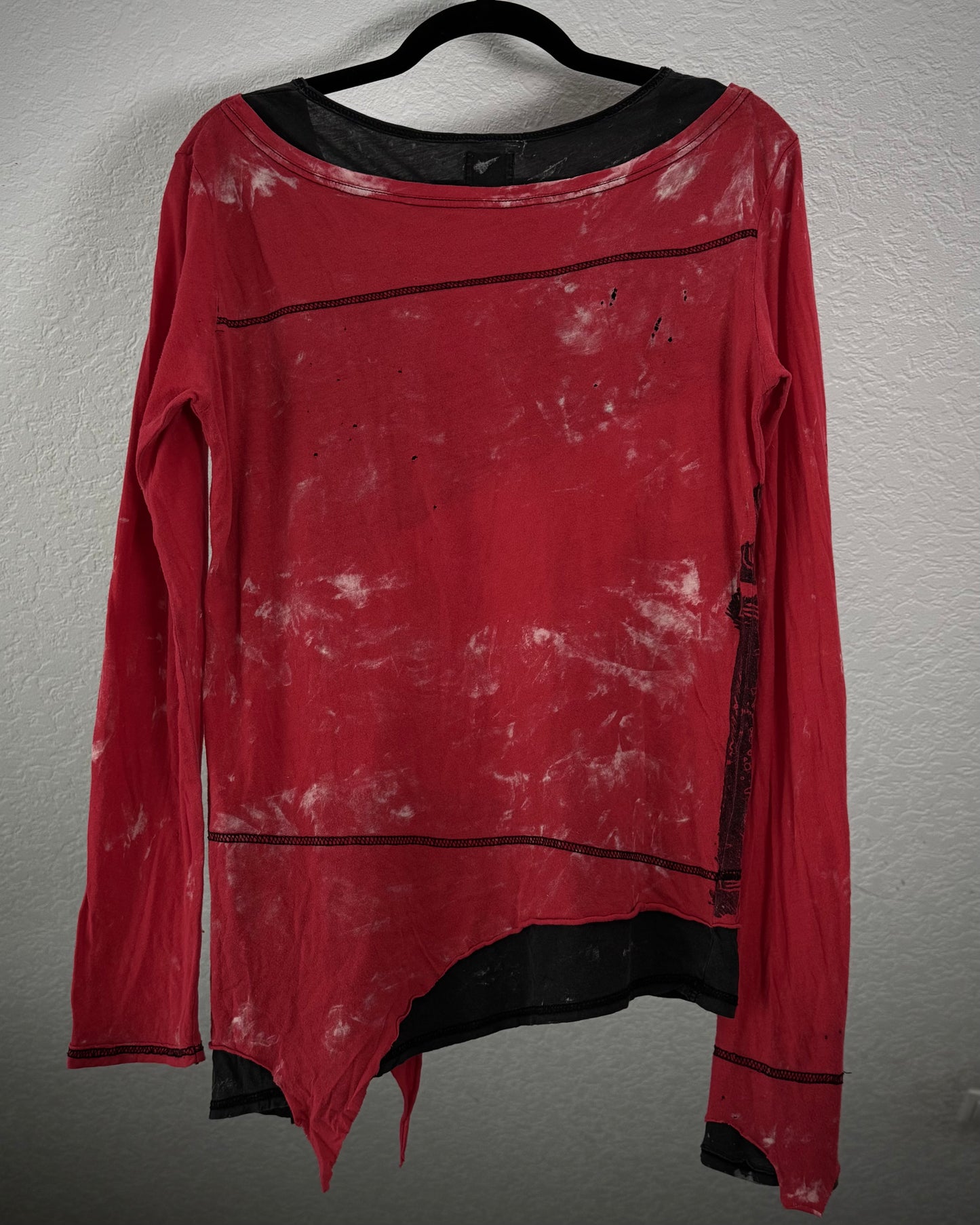 h.Anarchy Double Layered Asymmetrical Raw Cut Longsleeve