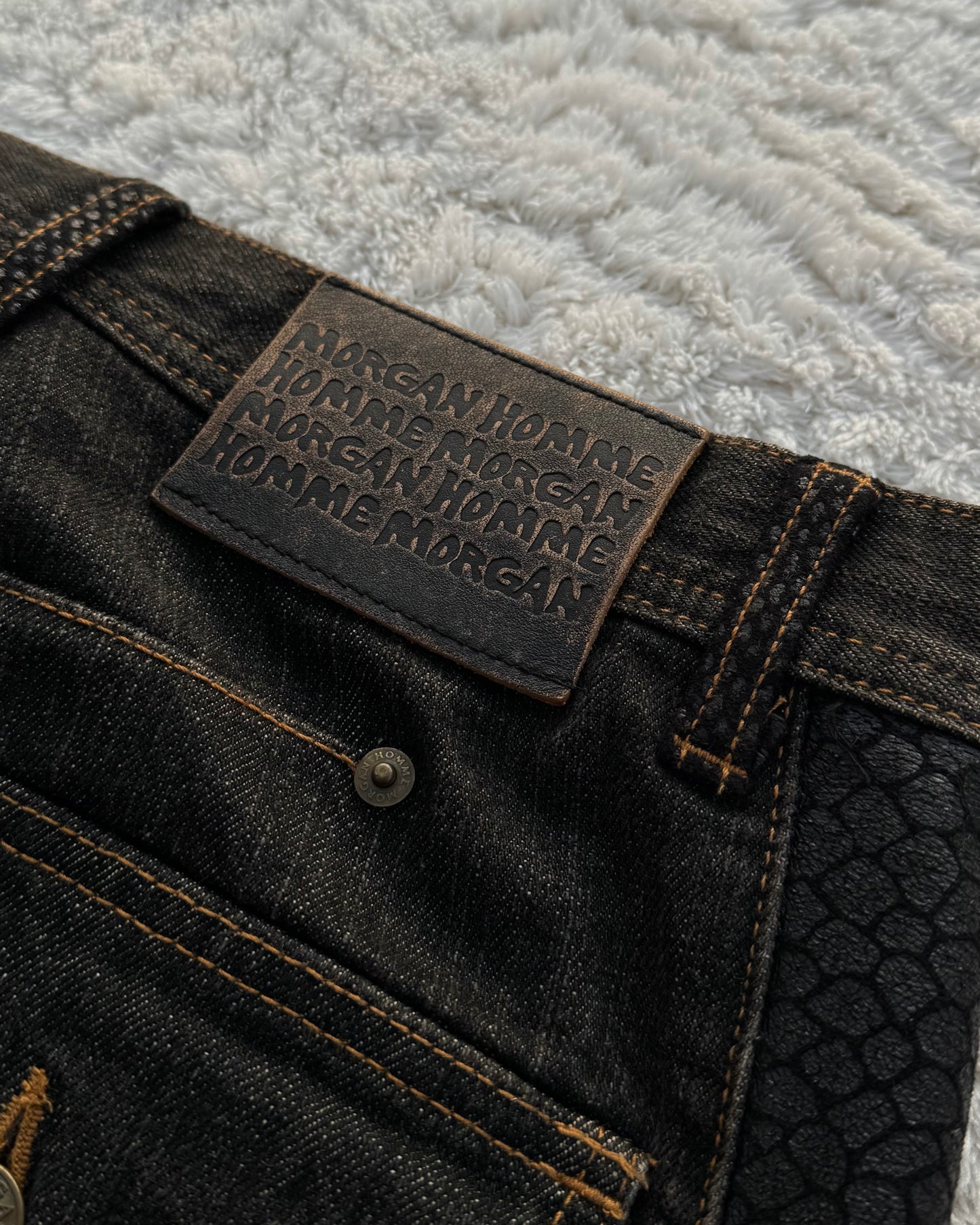 Morgan Homme Mud Washed Snakeskin Flared Jeans