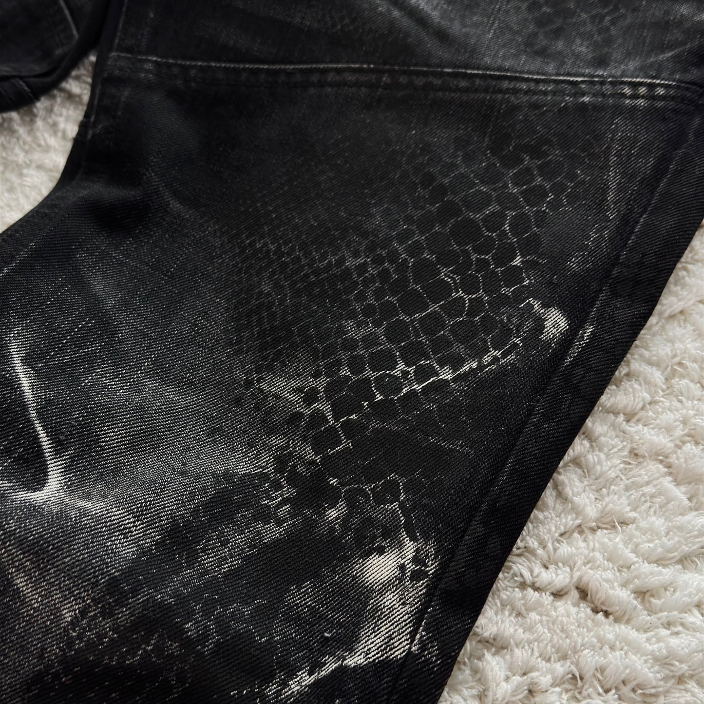 Tornado Mart Snakeskin Imprint Flared Lace-Up Jeans