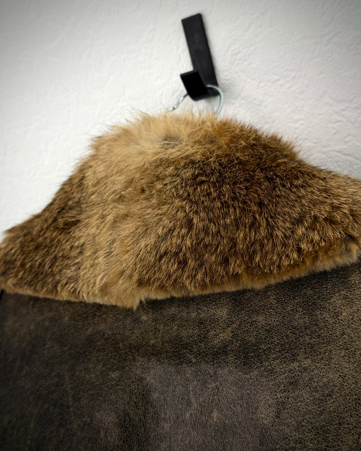 Vintage Chunky Rabbit Fur Leather Jacket