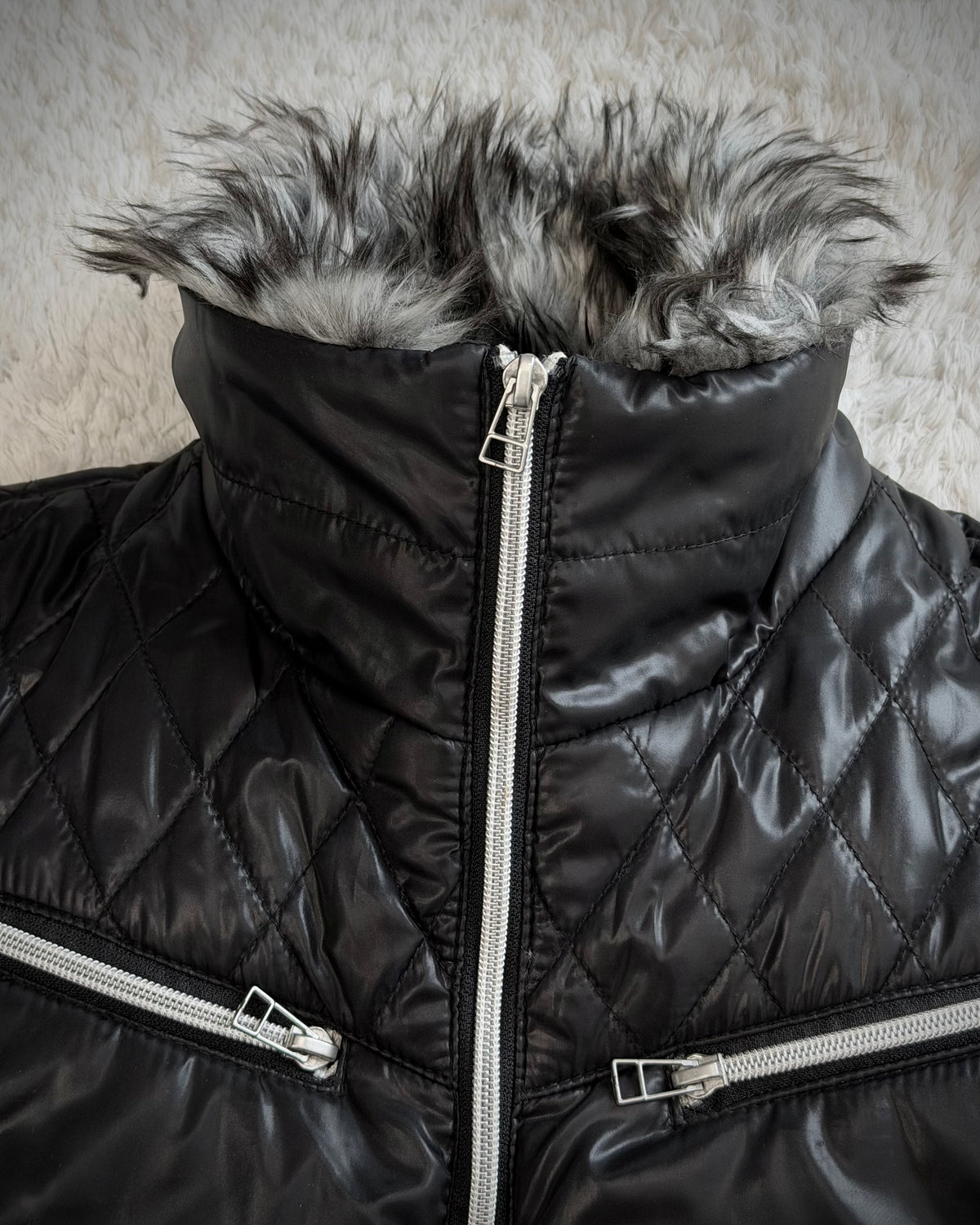 Spinach Fur Lined Puffer Jacket