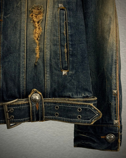 Lagust Mud Washed Faux Fur Denim Jacket
