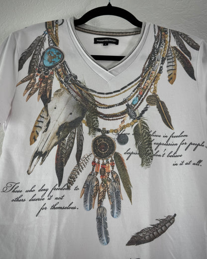 Semantic Design Tribe Feather Necklace T-Shirt