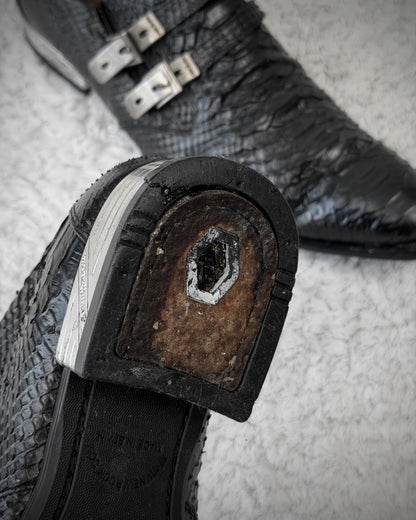 New Rock Python Textured Steel Heel Leather Boots