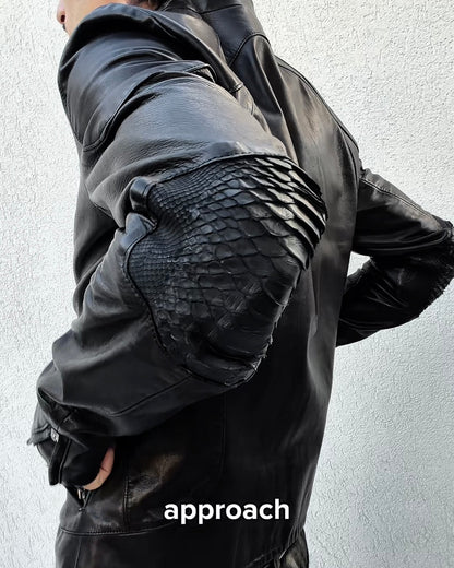 IfSixWasNine Python Elbow Horse Leather Jacket