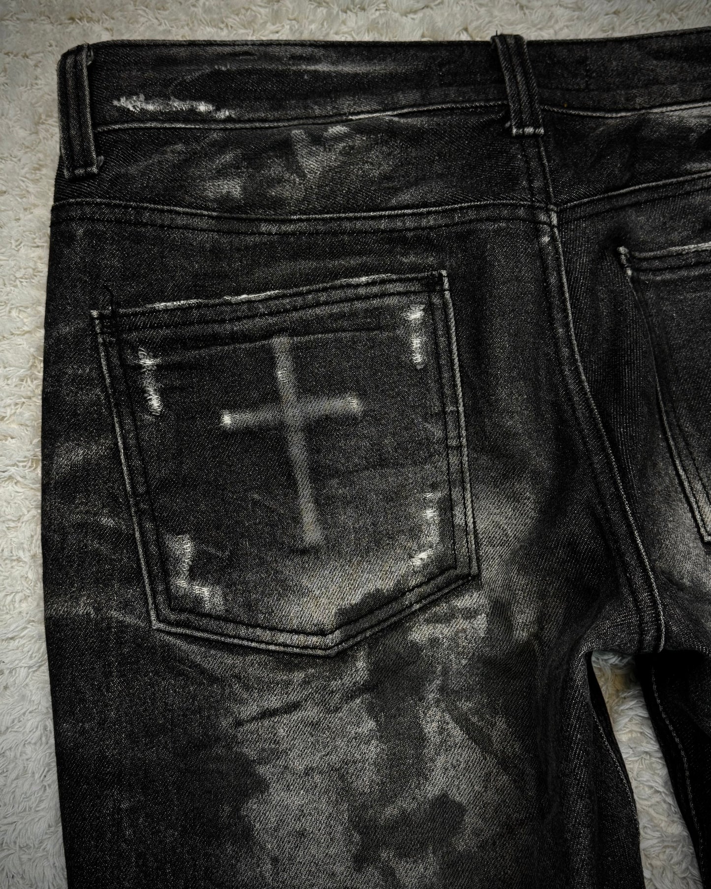 Of The Neige Charcoal Whisker Washed Bootcut Denim